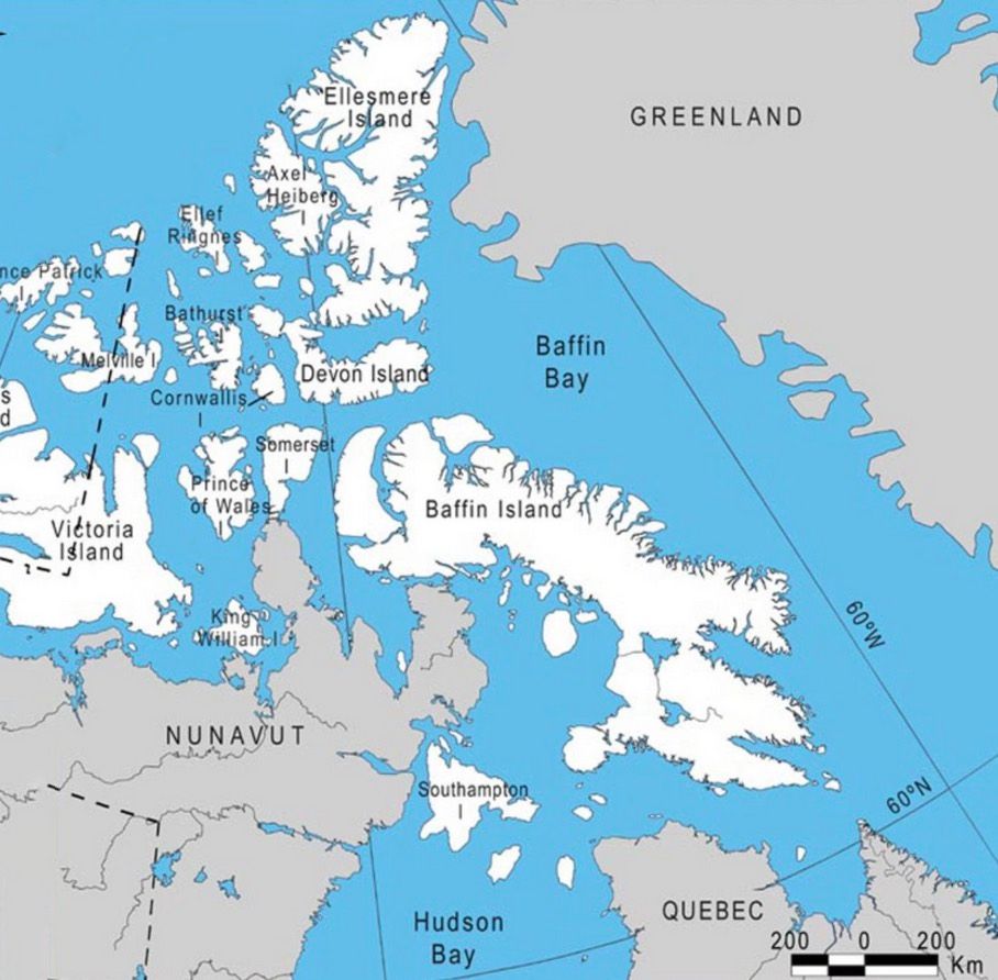Архипелаг канадский арктический на карте северной америки. Остров канадский Арктический архипелаг на карте. Баффинова земля архипелаг. Канадские арктические острова на карте.