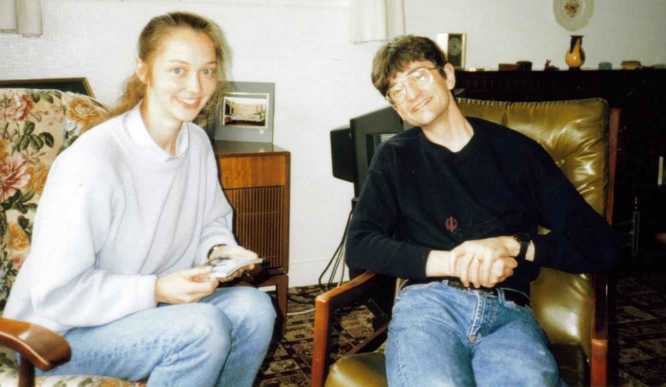 Stephanie Hayton and her spouse, now named Debbie, photographed in 1995 during a visit to a relative’s home in York.