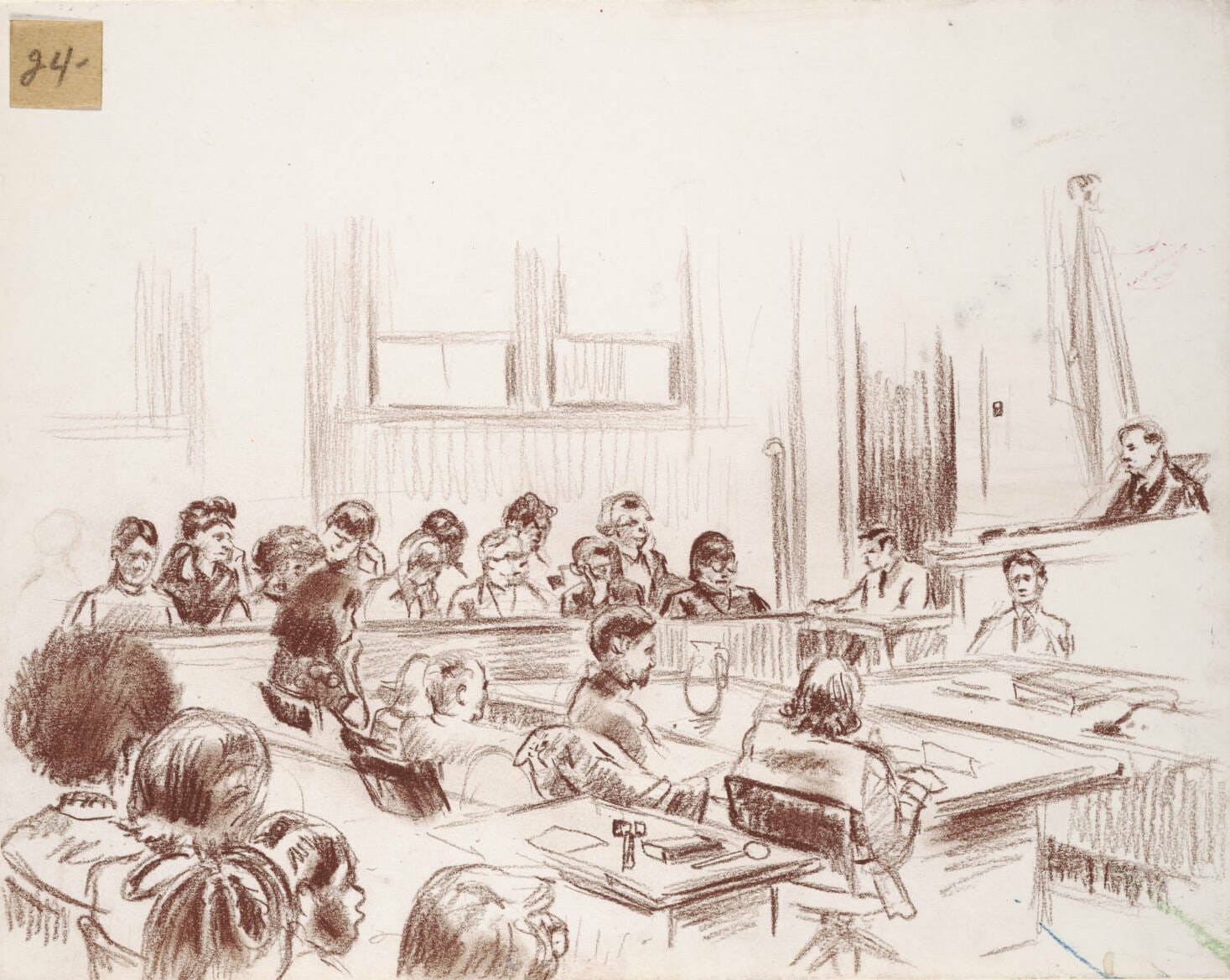 Courtroom sketch of the murder trial in 1971.