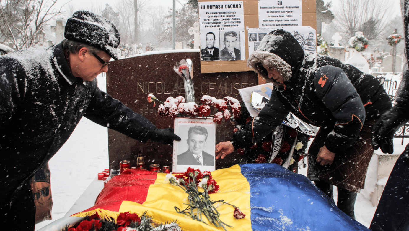 People gathered at the grave of Romania's late communist dictator Nicolae Ceausescu.