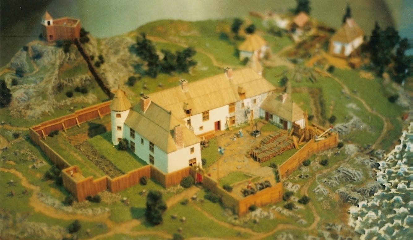 A modern model depicting Samuel de Champlain’s 1608 Habitation at the site of what is now Quebec City. 