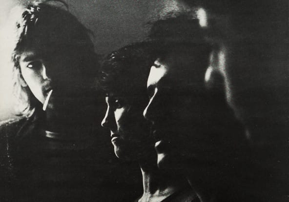 Robyn Hitchcock and the Soft Boys pictured on the back of their second LP, Underwater Moonlight (1980)
