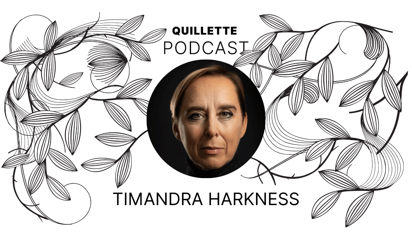 Photograph of Timandra Harkness, with our podcast logo