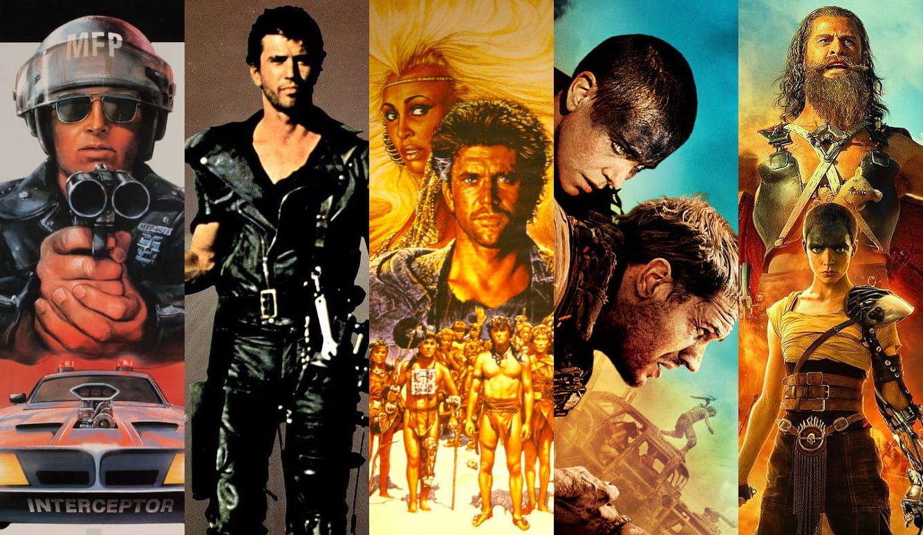 Collage of images from the Mad Max movies