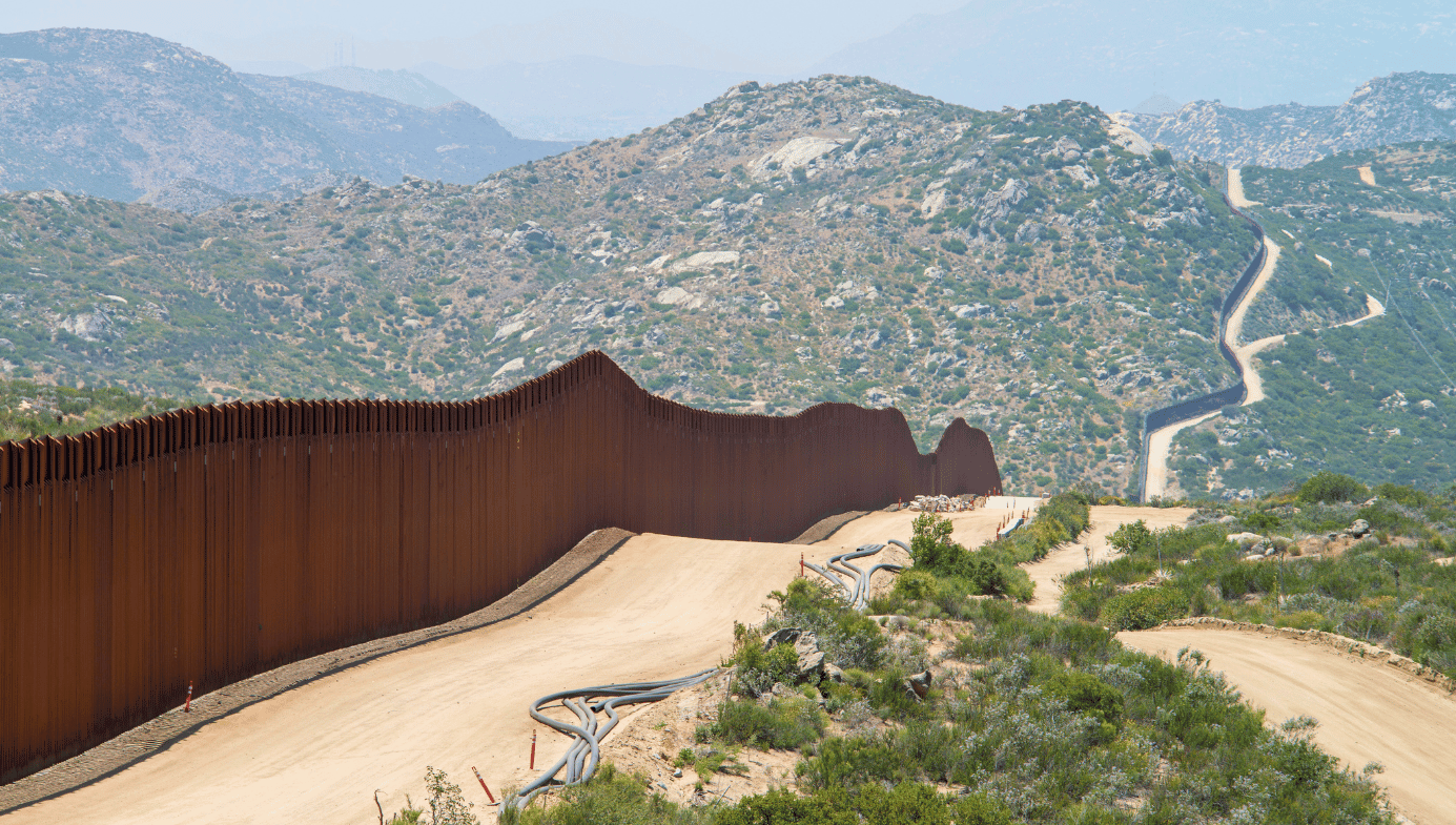 The wall between the US and Mexico.