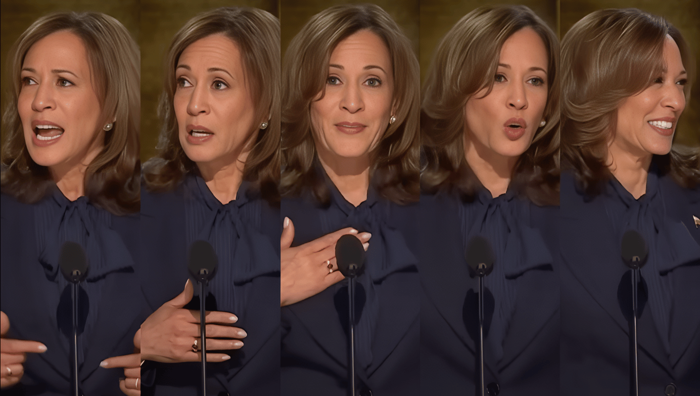 The Democratic Party’s presidential nominee Kamala Harris delivers her acceptance speech in Chicago (YouTube).