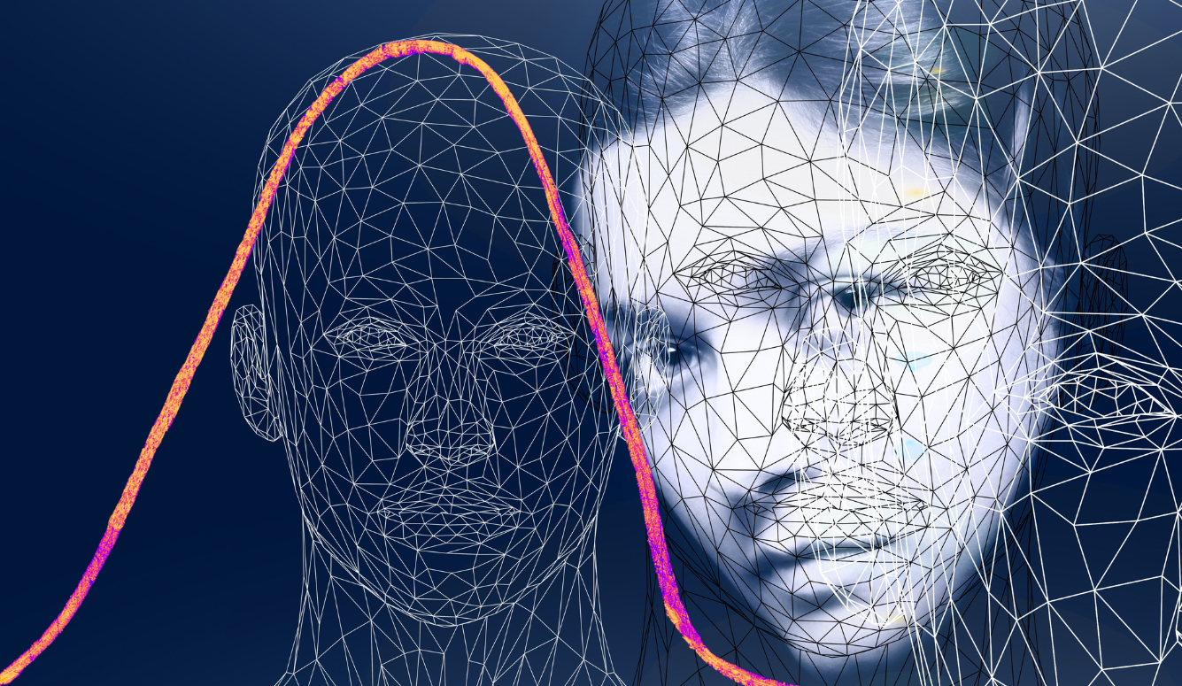 An image of a bell curve and a woman’s face.