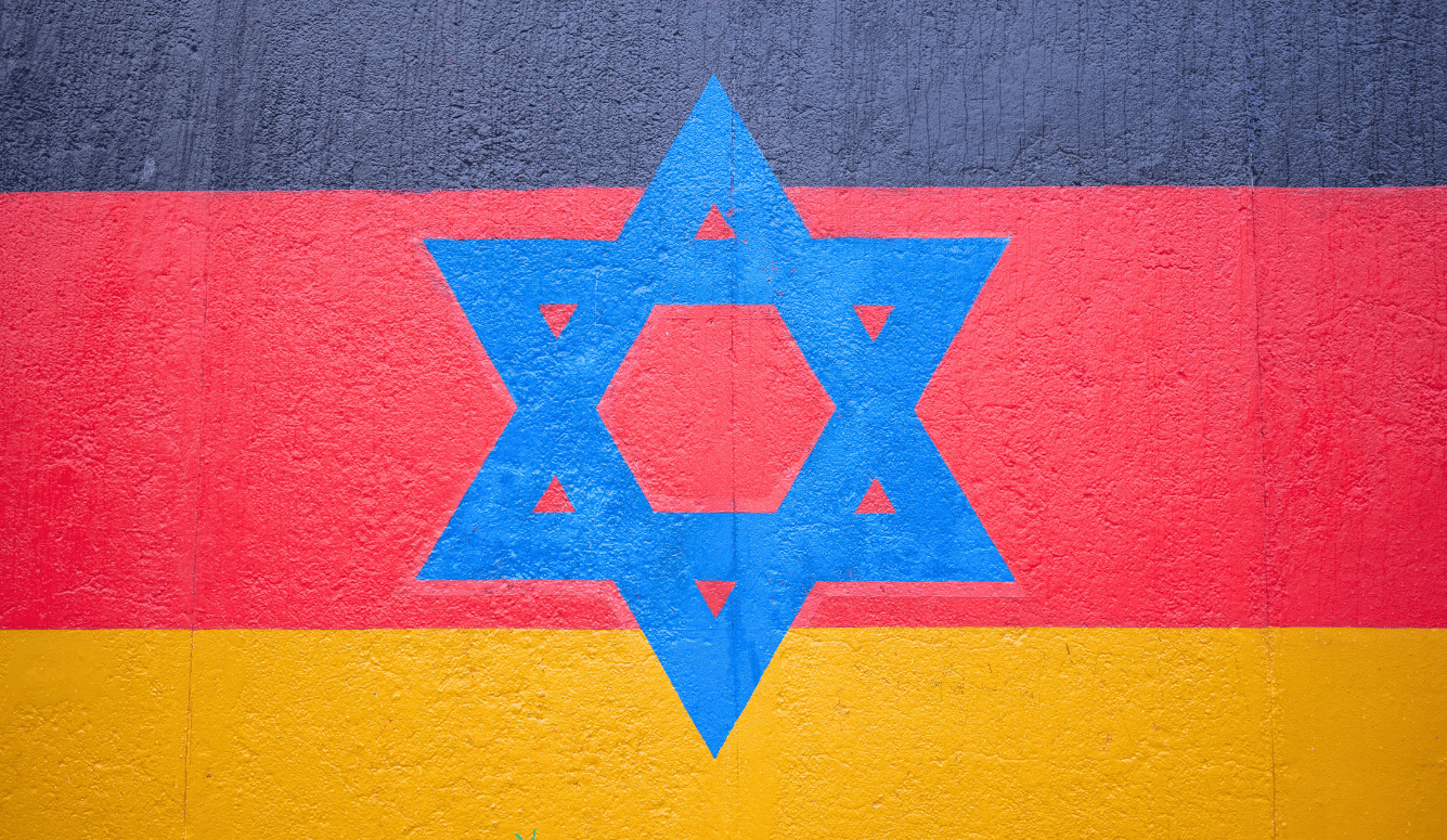 Jewish star of David painted on the German national flag.