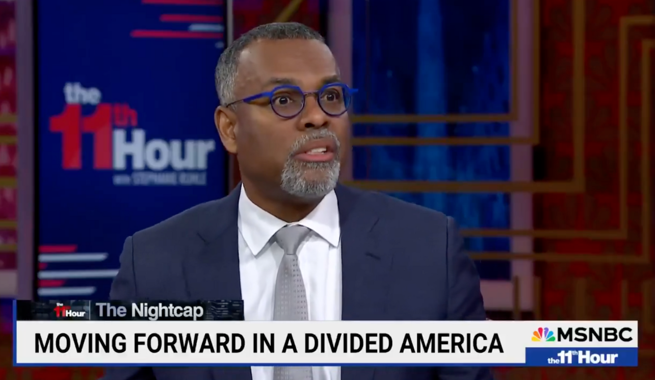 Professor of African American Studies at Princeton, Eddie S. Glaude Jr. in a TV studio. 