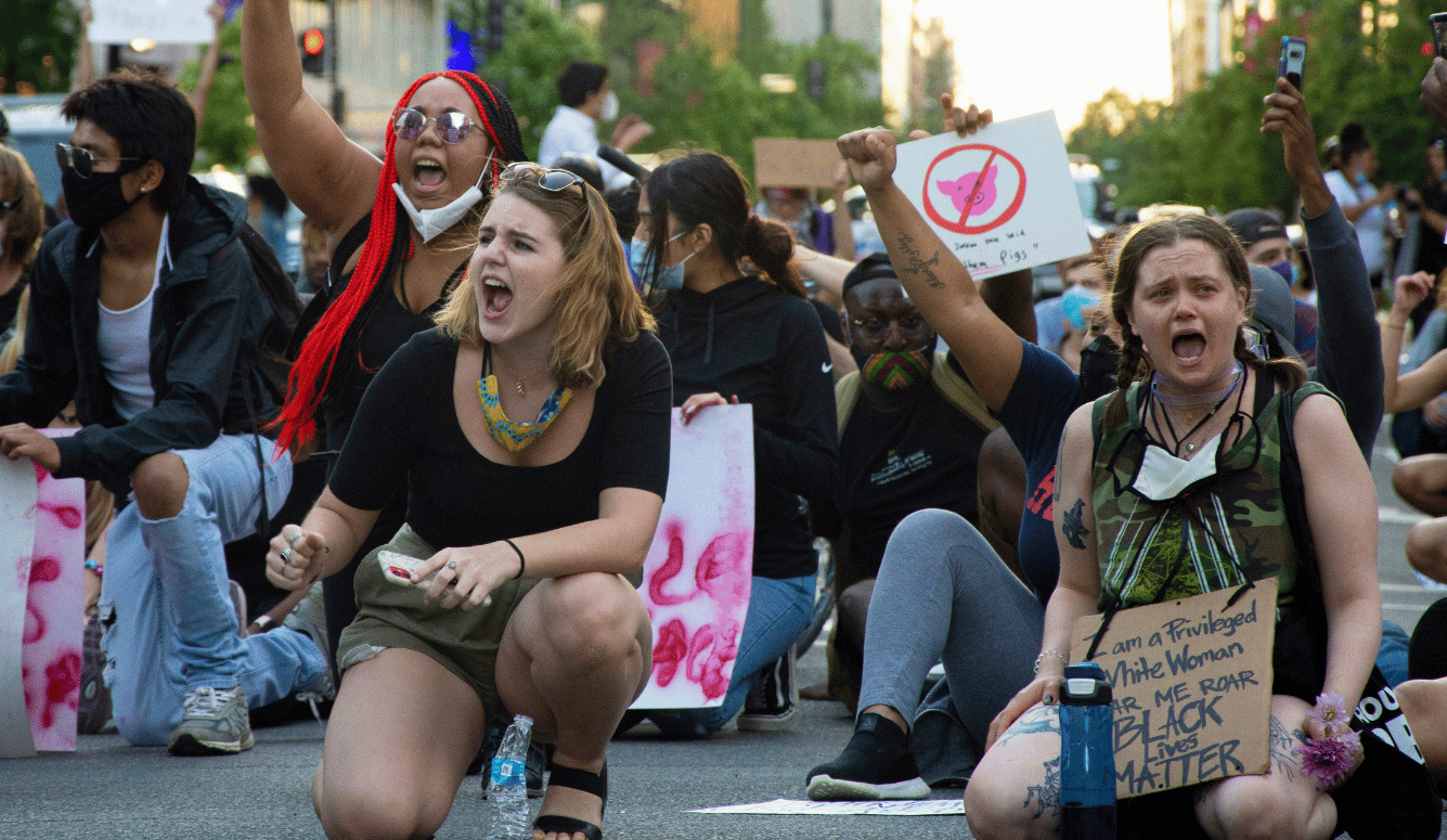 Leftwing young women at a BLM protest