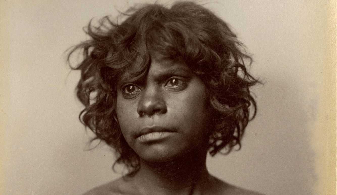 Aboriginal woman's face. Sepia tint. 