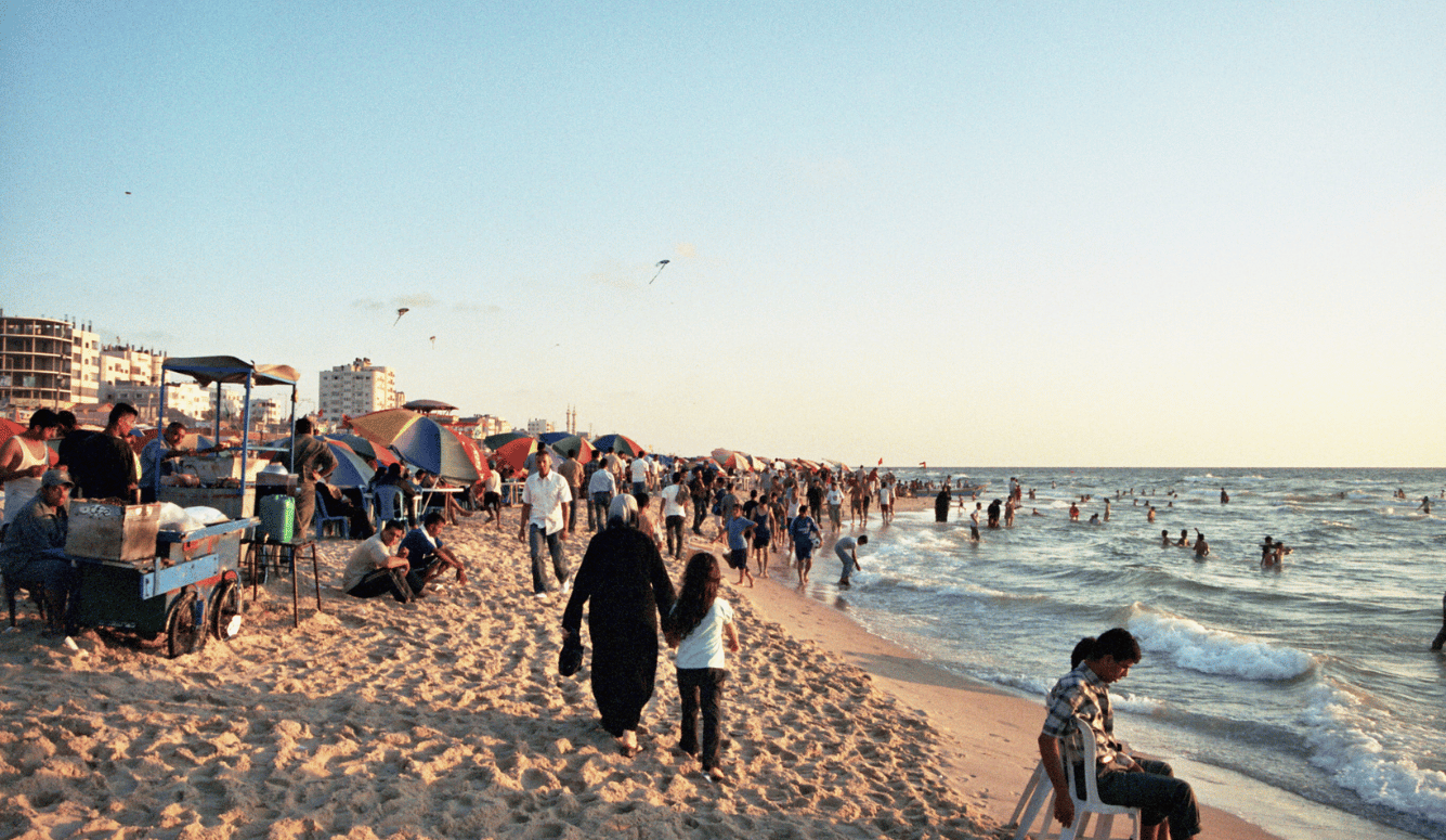 Crowded beach in Gaza