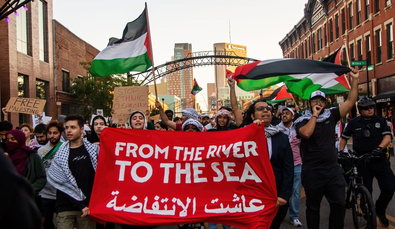 Scene from a 13 October 2023 ‘Day of Resistance’ rally in Columbus, Ohio. 