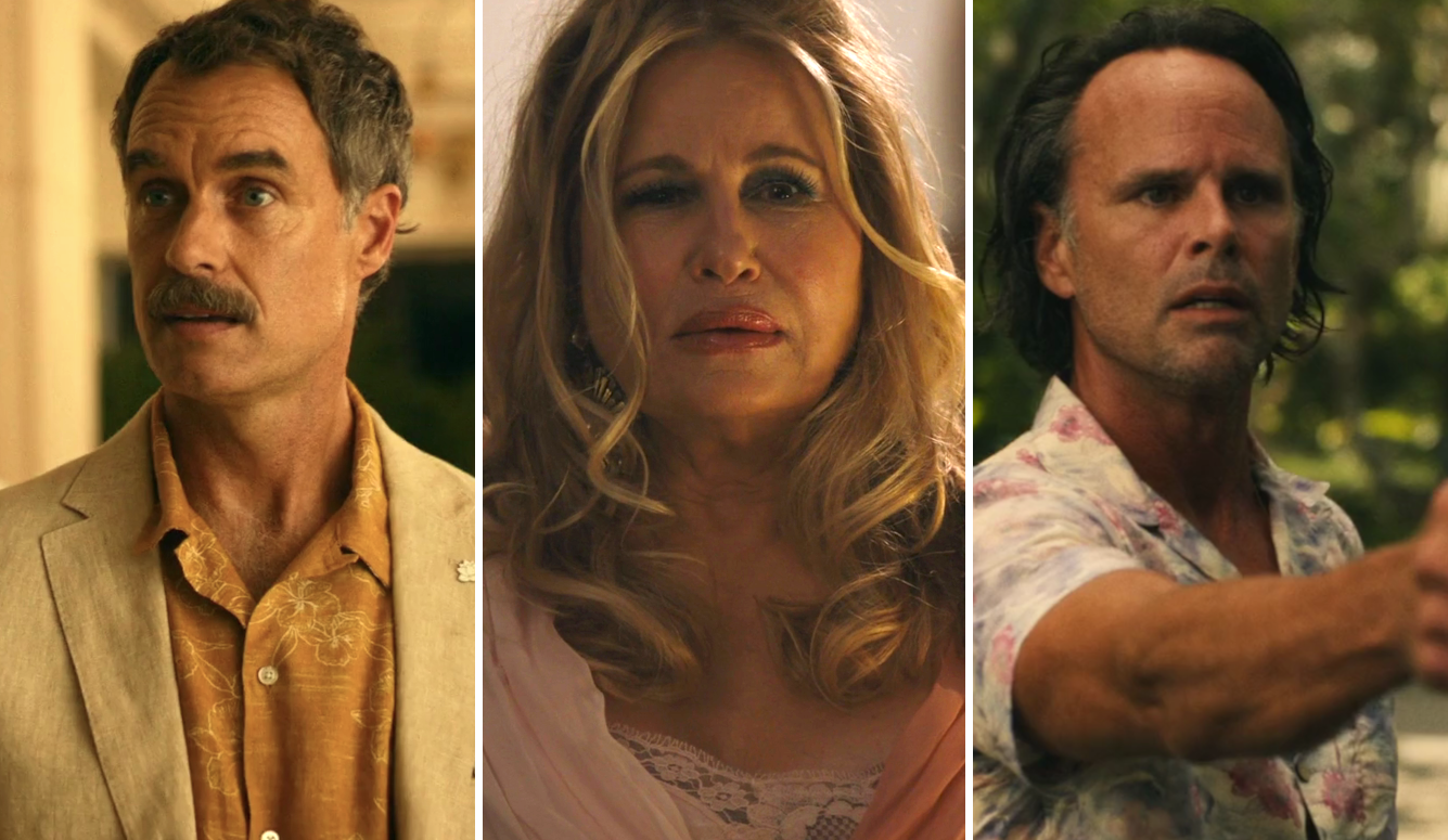 Composite image of Murray Bartlett, Jennifer Coolidge, and Walton Goggins. 