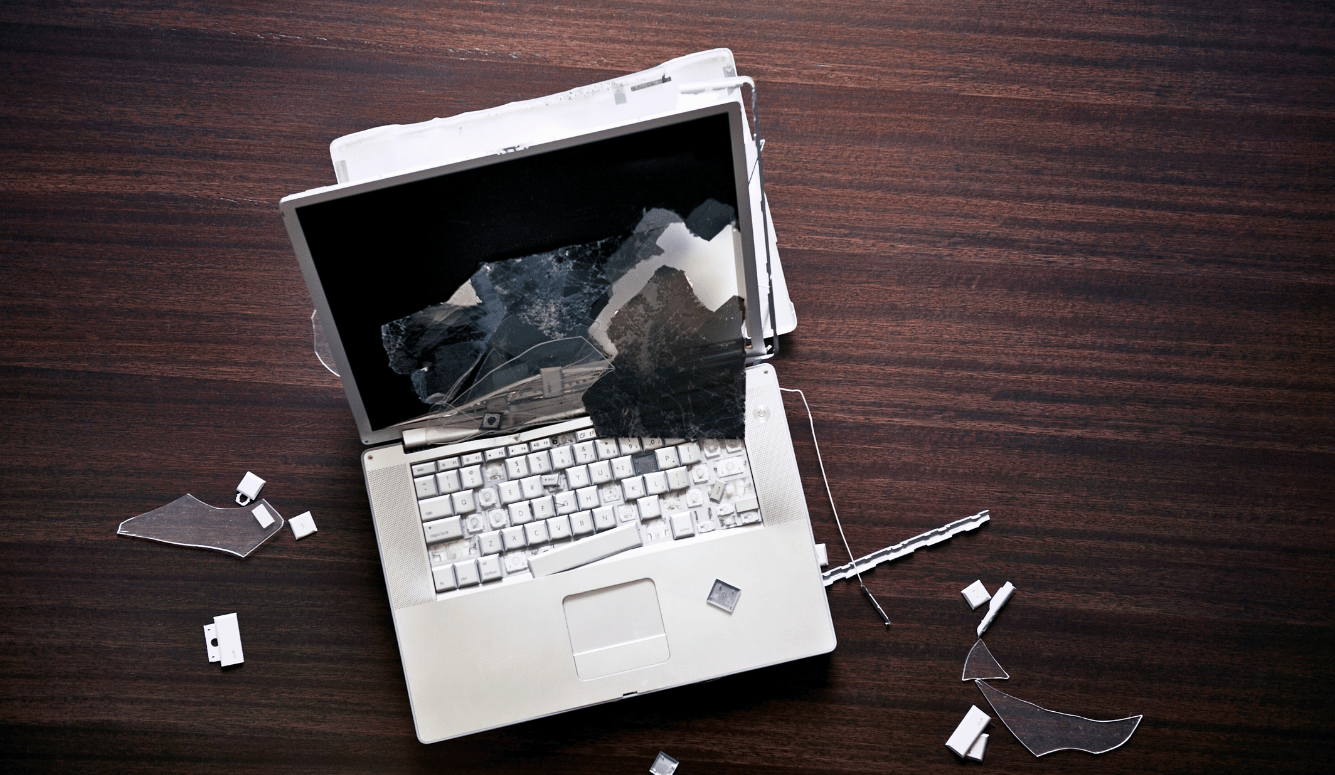 Smashed laptop.