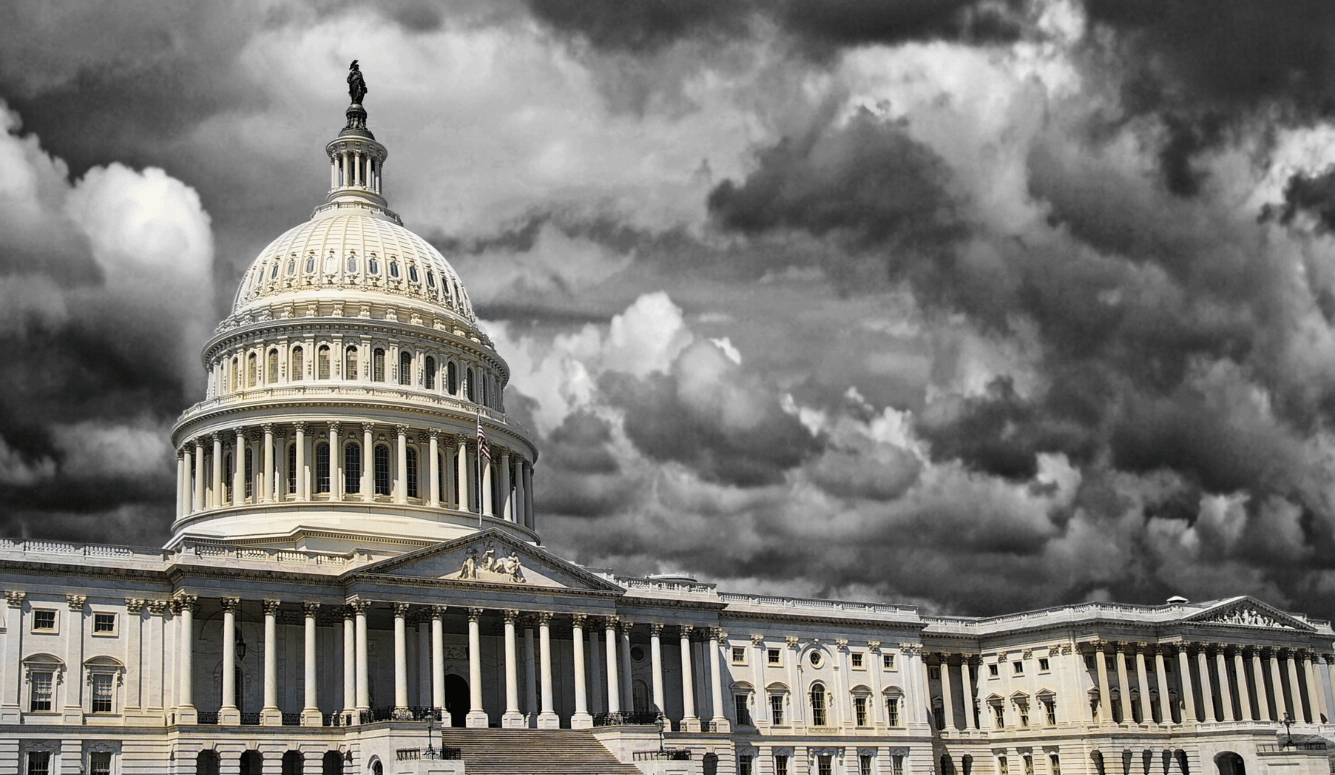 Storm clouds over the Capitol in Washington DC.