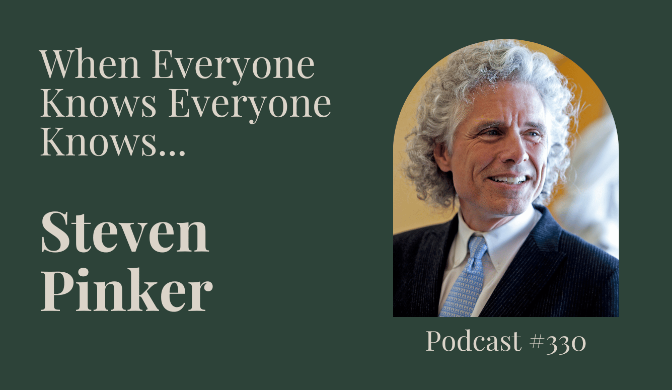 Steven Pinker is a white man with curly grey hair.