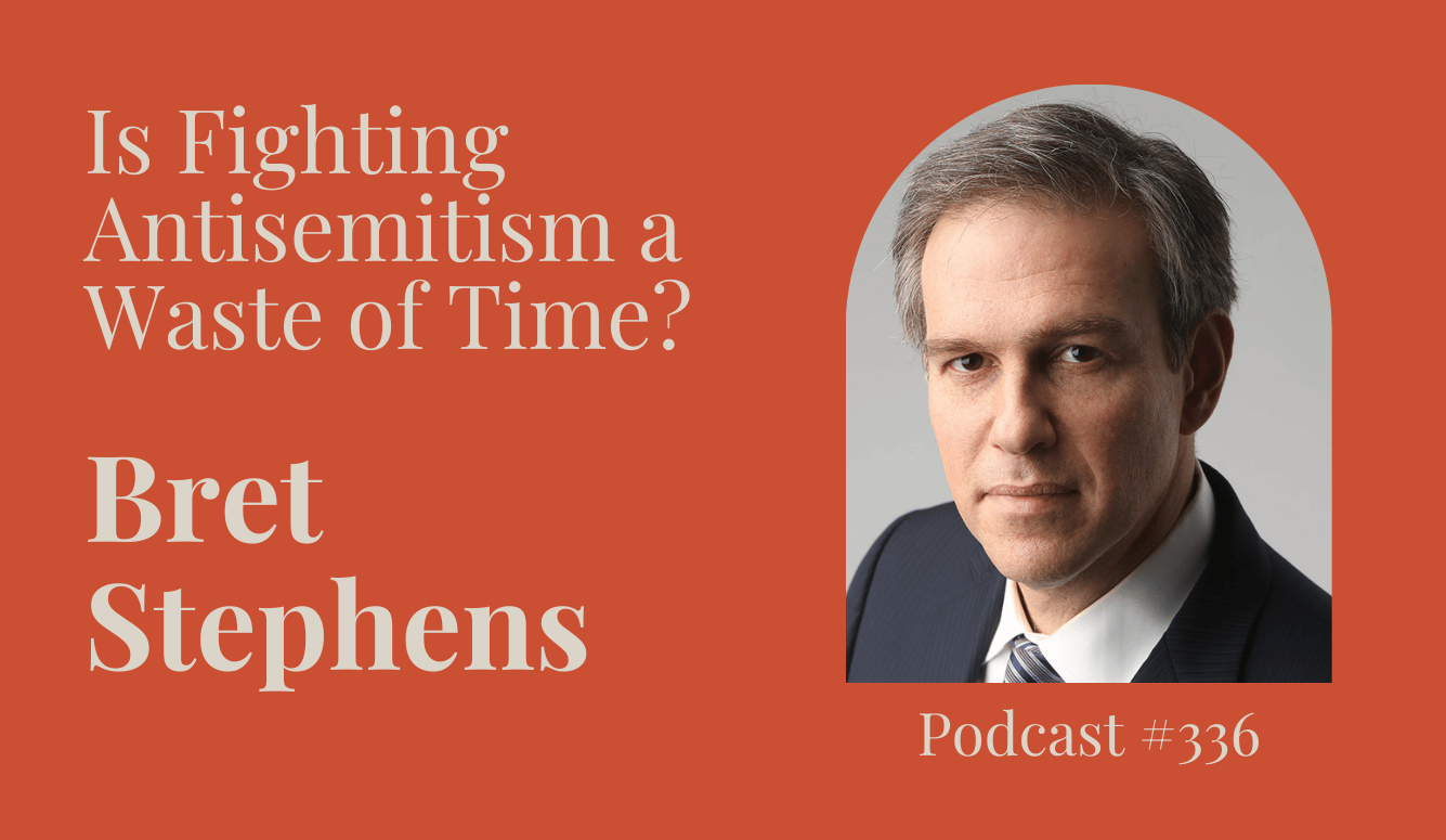 Bret Stephens is a middle-aged white man. Orange backgroun