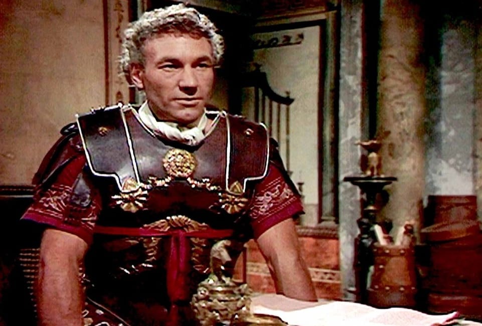 A still-frame image of actor Patrick Stewart as Sejanus in the 1976 television series I, Claudius.