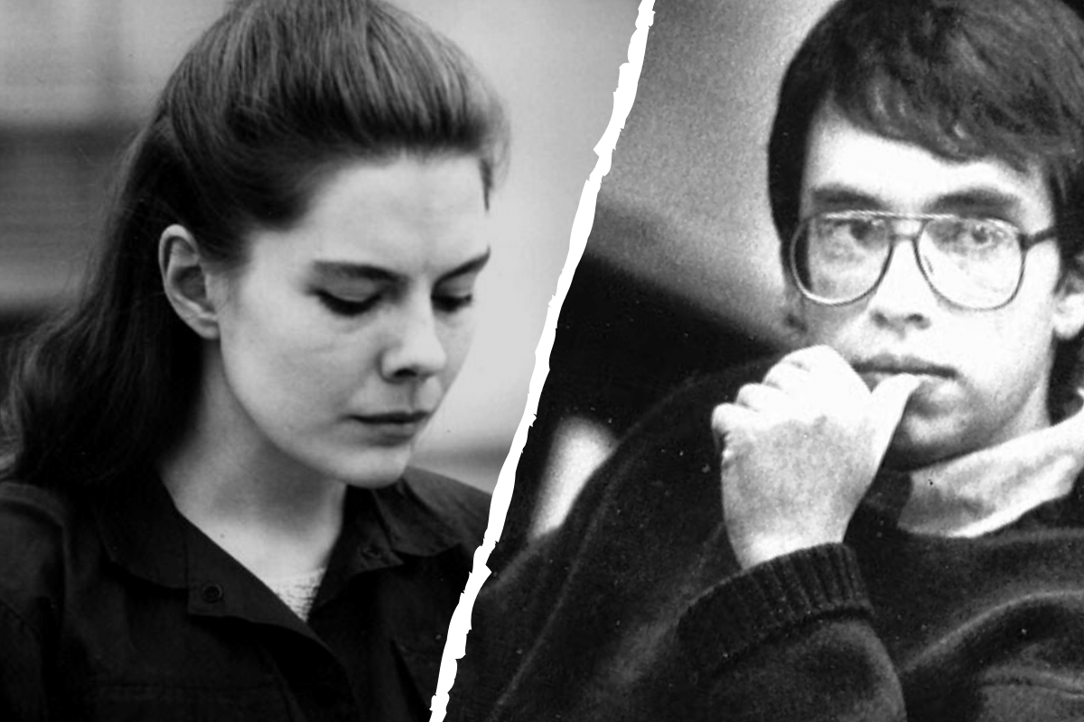 Photo montage of Elizabeth Haysom and Jens Soering as young people. 